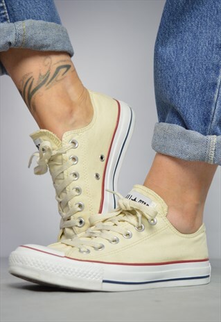 VINTAGE 90S CONVERSE CREAM OX SHOES PREPPY RETRO FESTIVAL