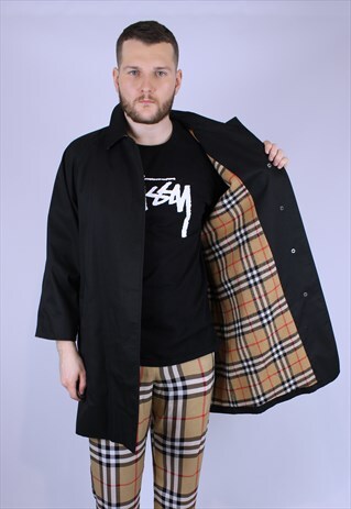 90S VINTAGE BURBERRY TRENCH BLACK COAT ELEGANT JACKET