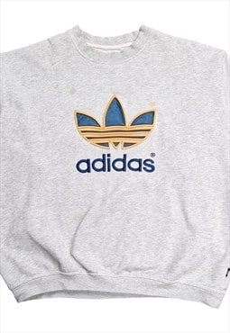 Women's Y2K Adidas Big Logo Sweatshirt In Grey Size UK 12