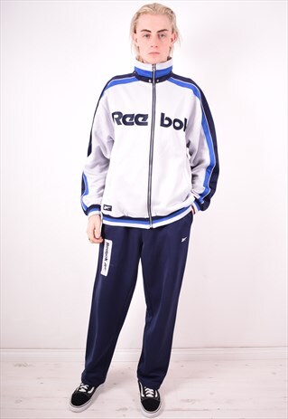 REEBOK MENS VINTAGE FULL TRACKSUIT XL BLUE 90S