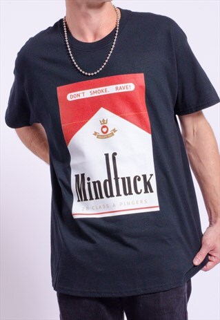 Download Mind Fuck graphic print 90s rave, festival tee in black ...