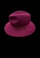 70'S VINTAGE BURGUNDY LADIES WOOL FELT FEDORA HAT SMALL