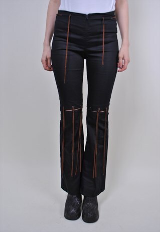 90S SEXY LACE PANTS, WOMEN COSTUME BLACK HIGH WAIST PANTS