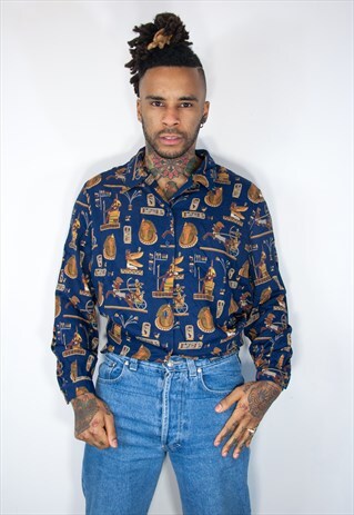 VINTAGE HAWAIIAN CRAZY PATTERNED SHIRT