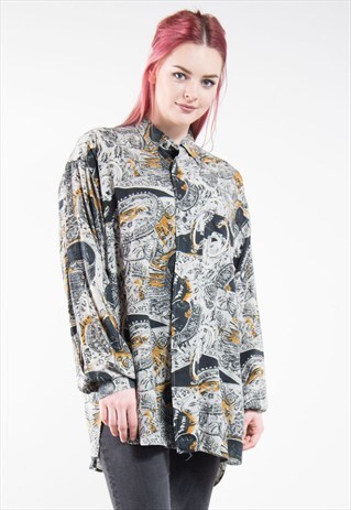 90'S CRAZY PATTERN OVERSIZE SHIRT
