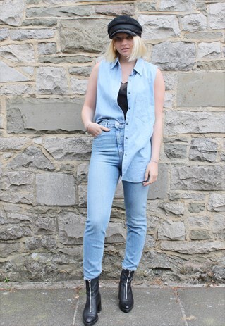 VNTAGE DENIM SLEEVLESS SHIRT