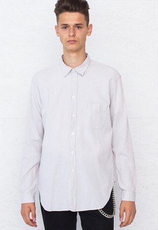 VINTAGE GREY EMPORIO ARMANI LONG SLEEVE STRIPED SHIRT