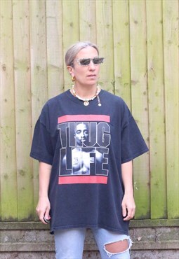 Vintage Y2K 2Pac Thug Life t shirt in black