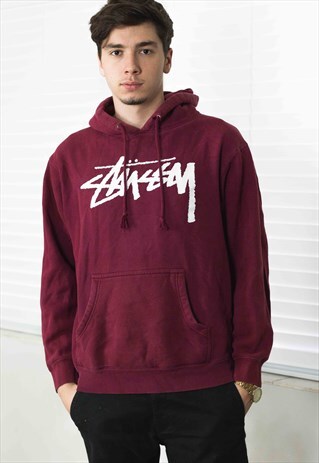 VINTAGE STUSSY HOODIE SWEATSHIRT JUMPER LOGO 90S S 23