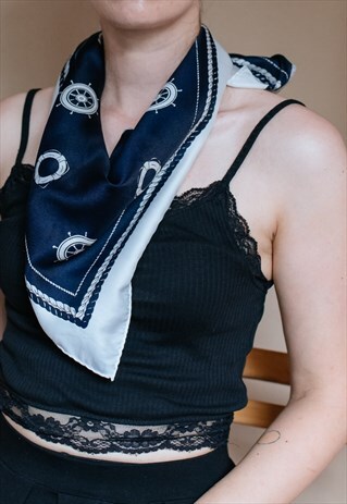 VINTAGE 90S MARINE PRINT SCARF