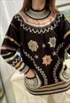 VINTAGE 90S PARAMOUR EMBROIDERED KNITTED JUMPER SWEATER 