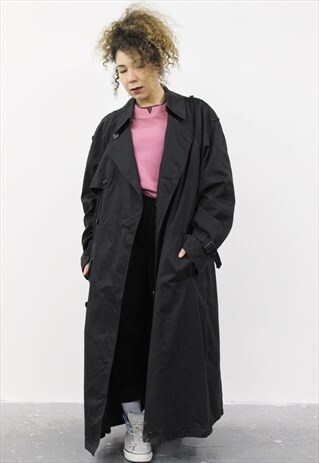 VINTAGE 1980S LONDON FOG BLACK RAIN MAC
