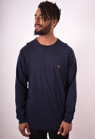 LEVI'S MENS VINTAGE TOP LONG SLEEVE LARGE NAVY BLUE 90S