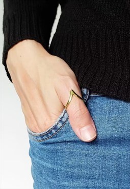 Chevron Thumb Ring Women Vermeil Gold Ring