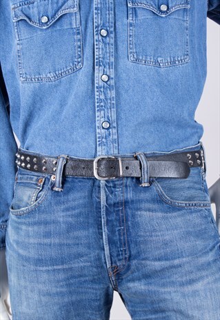 VINTAGE BLACK LEATHER BELT 90CM