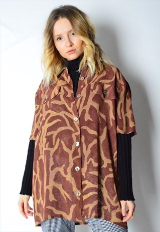 VINTAGE 90S BROWN SEE THROUGH SHIRT
