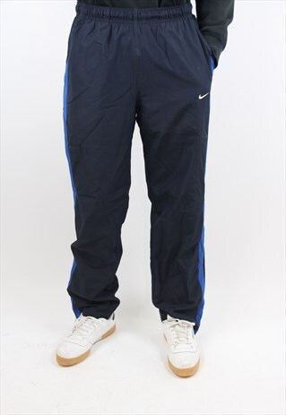 VINTAGE NIKE NAVY STRIPED TRACKSUIT BOTTOMS