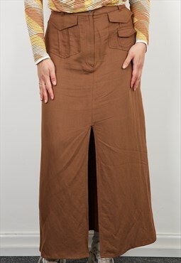 Vintage Fendi Jeans Maxi Skirt in Brown