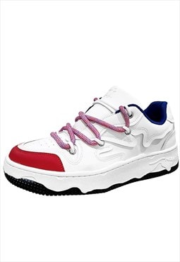 Chunky sneakers edgy platform trainers retro shoes in white