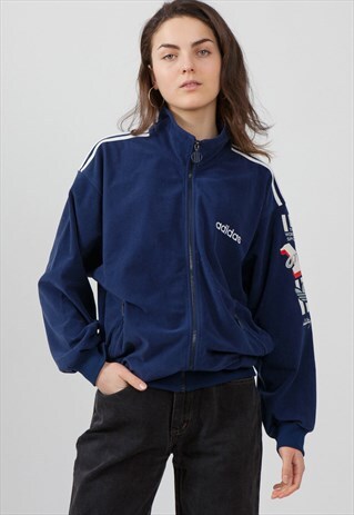 VINTAGE BLUE ADIDAS ZIP TRACK JACKET