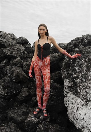 Maya- Red and white print Tights/trousers 