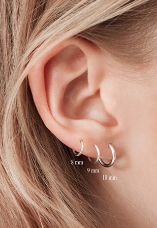 SMALL HUGGIE HOOP EARRINGS STERLING SILVER