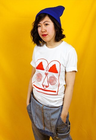 DOODLE FACE WHITE T-SHIRT