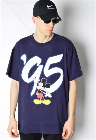 VINTAGE 90S NAVY BLUE MICKEY DISNEYLAND T-SHIRT