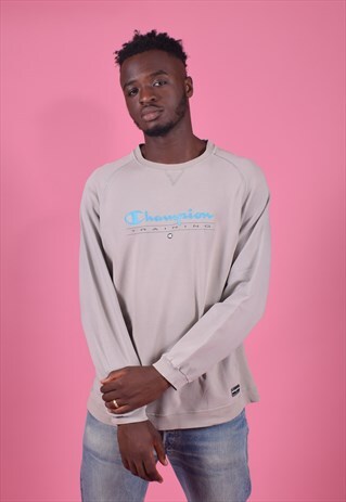 VINTAGE CHAMPION BROWN/GREY EMBROIDERED SWEATSHIRT
