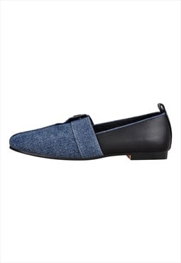 Denim Round Toe Flats