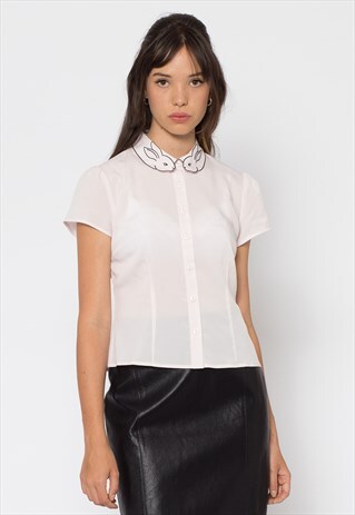 REVIVAL PALE PINK BUNNY EMBROIDERY BLOUSE