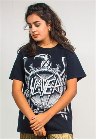 VINTAGE 90'S BLACK SLAYER BAND T-SHIRT