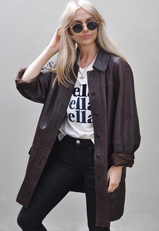 VINTAGE RARE PREMIUM BURBERRY BROWN BUFFY LEATHER JACKET