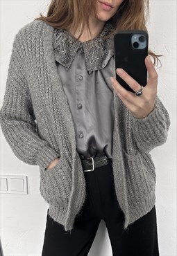 Mohair Gray Open front Cardigan 