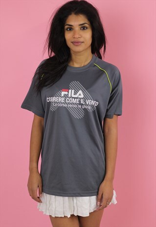 GREY VINTAGE FILA GRAPHIC T SHIRT