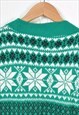 VINTAGE KNITTED JUMPER RETRO PATTERN GREEN LADIES LARGE