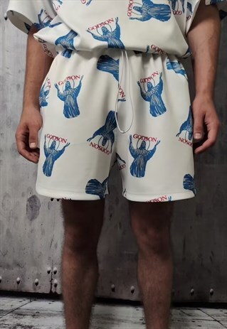 Godson slogan basketball shorts handmade Jesus overalls