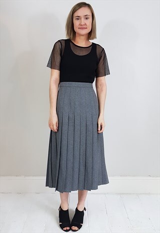 VINTAGE 90'S GREY DROP WAIST PLEATED SKIRT