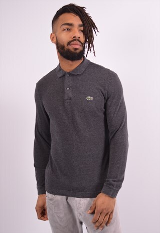 VINTAGE LACOSTE POLO SHIRT LONG SLEEVE GREY