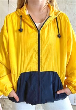 Vintage Yellow & Blue Retro Shell Suit 80's Rain Jacket