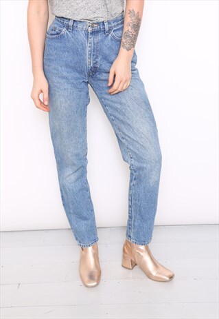 VINTAGE BLUE DENIM HIGH WAISTED MOM JEANS