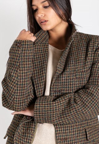 VINTAGE 80S HARRIS TWEED BLAZER JACKET / S9496