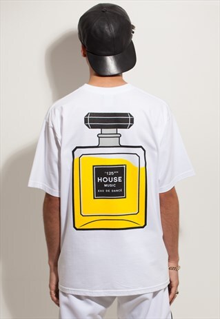 90'S INSPIRED BOX FIT RAVE GRAPHIC T-SHIRT IN WHITE