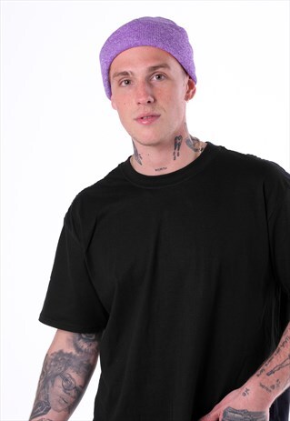 ESSENTIAL CUFFED BEANIE HAT - HEATHER PURPLE