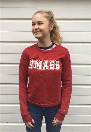 WOMENS VINTAGE 80S CHAMPION SWEATSHIRT FESTIVAL RED JUMPER