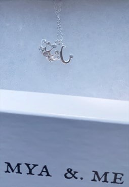C Crown Initial Anklet 925 Sterling Silver