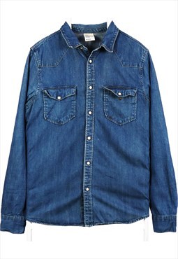 Vintage 90's H&M Shirt Denim Long Sleeve Button Up Blue