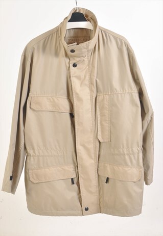 VINTAGE 90S WINDBREAKER RAIN JACKET IN BEIGE