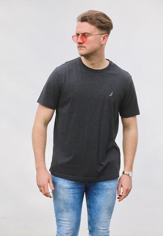 NAUTICA USA 90S VINTAGE ASPHALT GREY T SHIRT