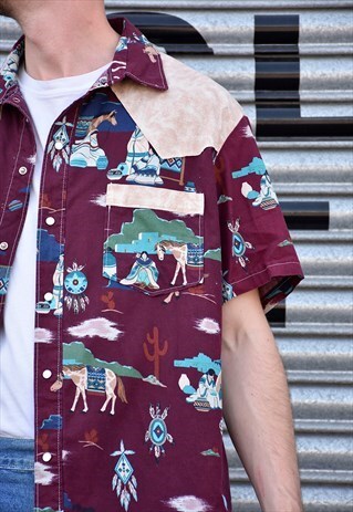 VINTAGE AUTHENTIC WESTERN SHIRT IN NATIVE US INDIAN PRINT